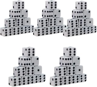 PLAYZOCO Dados 6 Caras Blancos, Enseñanza de Matemática, Dados educativos de 6 Caras, Casino, Dados didácticos, Dados de Aprendizaje matemático, Dados pedagógicos, Dados D6, 50 Unidades, Blanco