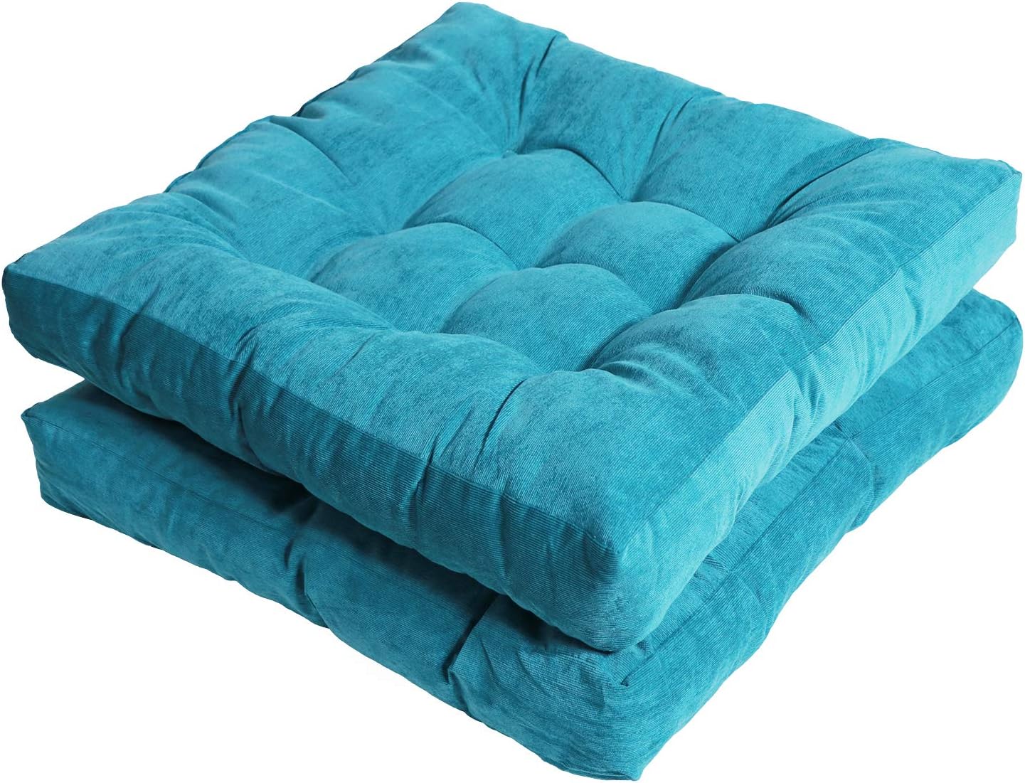 Tiita Floor Cushions Pillows Set of 2 Patio Seat Cushion Pads Square Chair Pad for Indoor/Outdoor Chairs Sitting 22" x 22" Throw Pillow, Blue