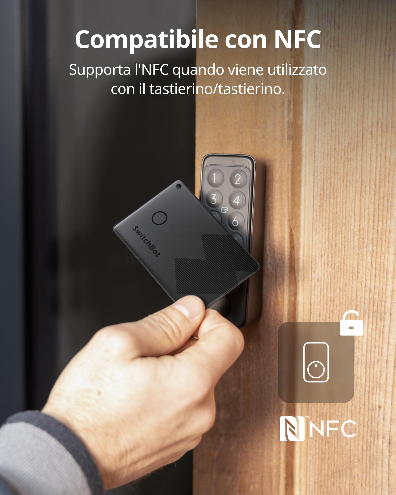 SwitchBot Wallet Finder Card, Smart AirTag compatibile con Apple Find My (Solo iOS), Bluetooth Tracker per chiavi, telefoni, bagagli, IP67 Resistente