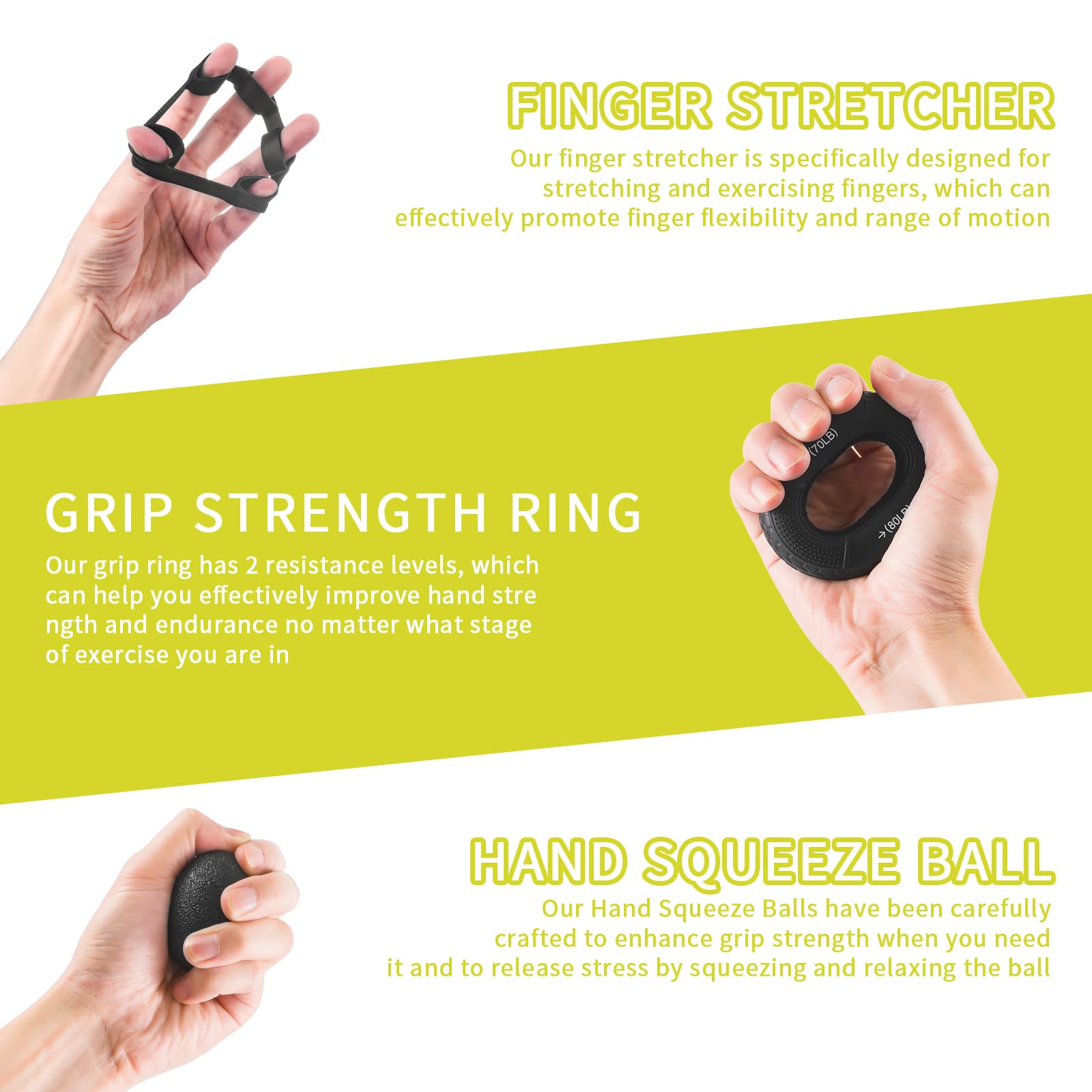 Set Allenamento Mani E Avambracci 7 Pezzi: Pinza Regolabile Con Contatore, Palla Antistress - 3