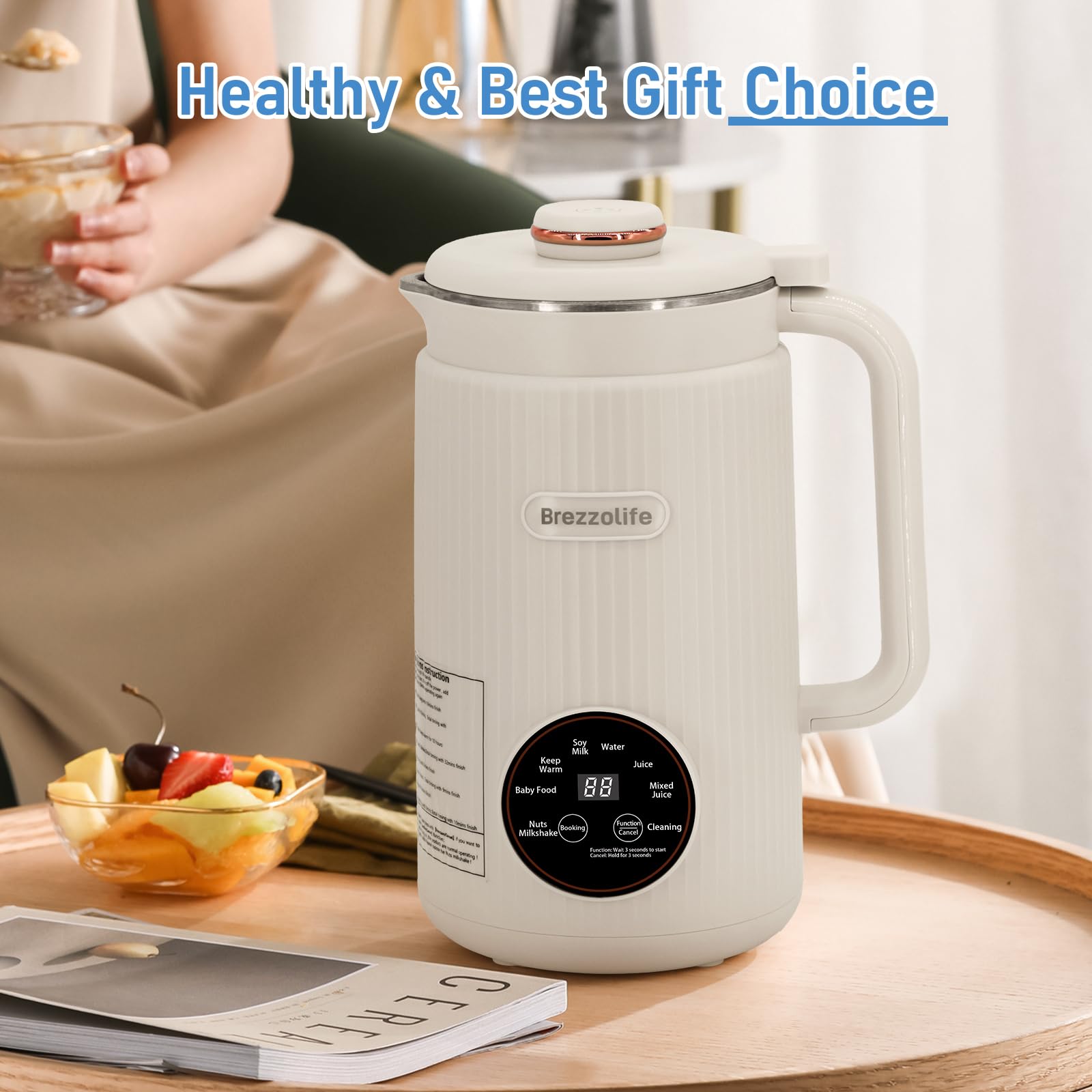Máquina automática de leche de soja de acero inoxidable de gran capacidad, 40 onzas, máquina automática de leche de soja para casera, avena, leche a base de plantas y bebidas no lácteas, máquina de