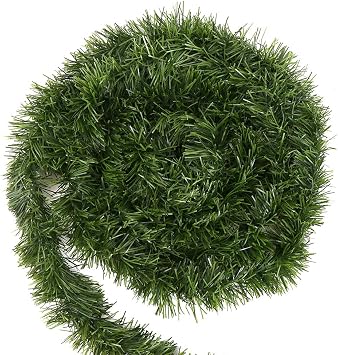 VEYLIN Green Christmas Tinsel Garland Decoration, 50 Feet/15.5 Meters Artificial Xmas Garland Stem for Holiday Outdoor Indoor Supplies