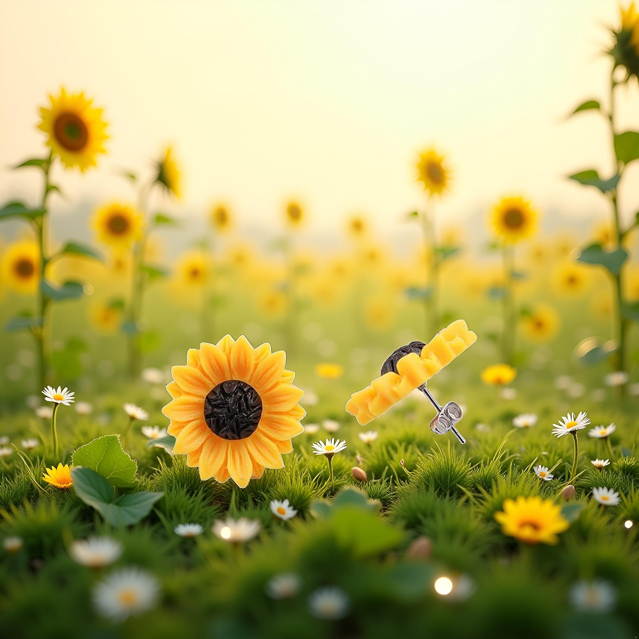 Orecchini a perno in resina a forma di girasole, 15 mm, idea regalo per donne e ragazze