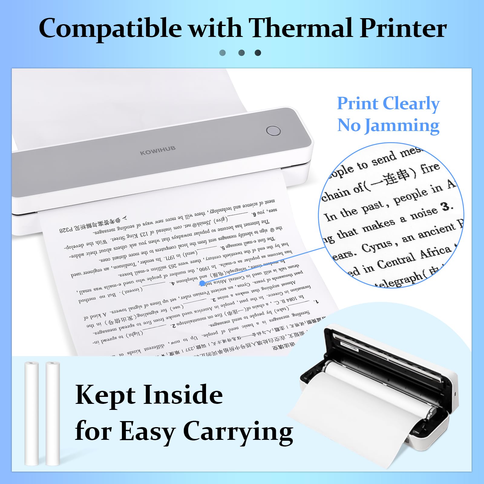 Thermal Printer Paper Roll, ATOMUS 4 Rolls 8.27''x1.18'' A4 Paper Size Multipurpose Thermal Paper for Thermal Printer 1 Roll-30 Sheets - Image 3