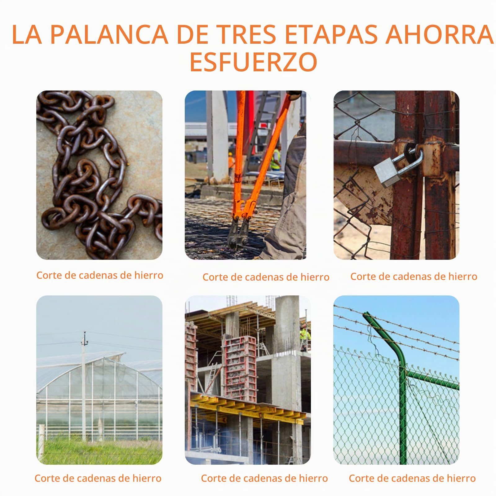 Meccion Cortador de pernos resistente de 14 pulgadas para cortar vallas, alambre de acero, cadena, varillas de metal, tornillos, cerraduras, remaches y candado pequeño con asas de goma antideslizantes