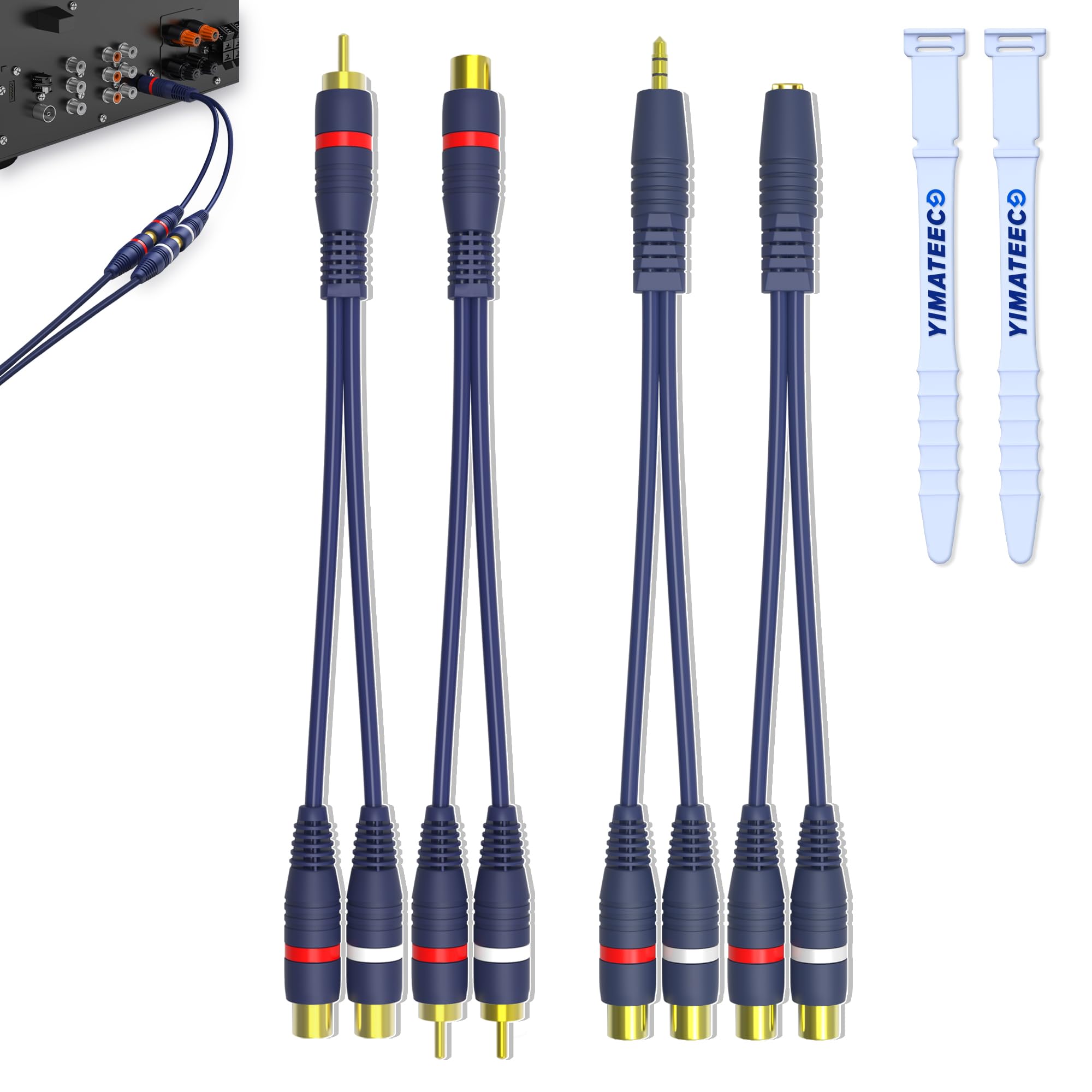 Cavo sdoppiatore RCA a Y, adattatore RCA maschio a femmina, jack da 3,5 mm, cavo audio AV, connettore RCA placcato oro 24 K, per subwoofer, altoparlanti, sistemi Hi-Fi (cavi R-CA da 15 cm