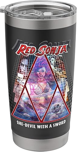 Poster Synthwave Redhead Epic Cyberpunk Retro 80s Stainless Steel Insulated Tumbler