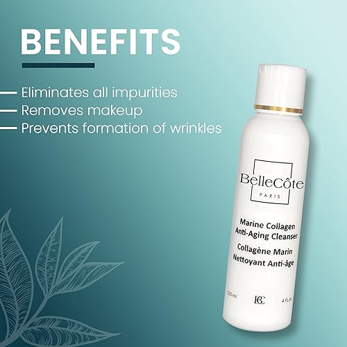 Miniatura 6 de BelleCôte Paris Limpiador antienvejecimiento de colágeno marino - Extracto de liquen y péptidos para piel opaca y deshidratada, elimina impurezas y