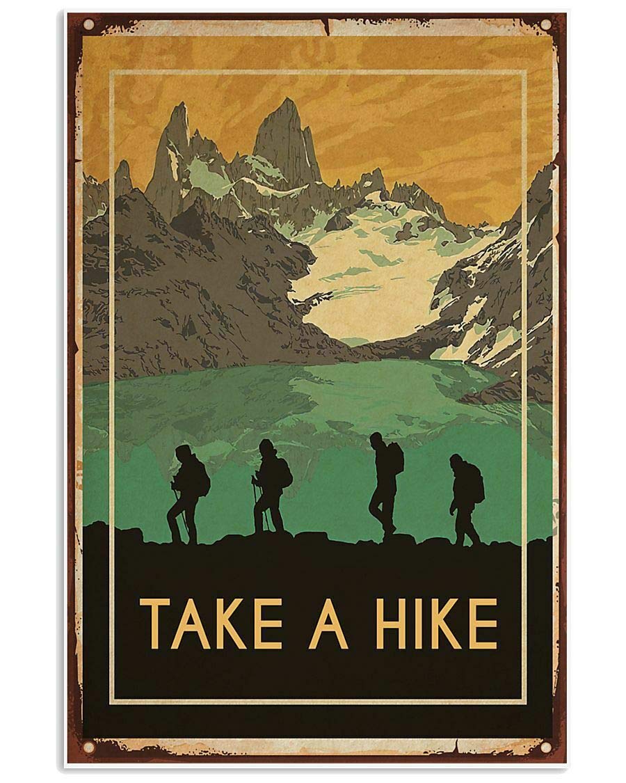 WZVZGZ Retro Metal Tin Sign - Vintage Art Poster Plaque,Hiking Take A Hike Poster Decor Home,Novelty Sign for Living Room Garden Bedroom Office Hotel Cafe Bar Club Wall Decor