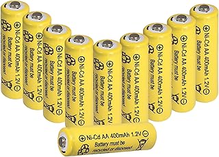AA 400mAh 1.2V NiCd Rechargeable Solar Batteries for Outdoor Flower Bed Solar Lights Rope,Led String Lights,Yard Light,10 Packs