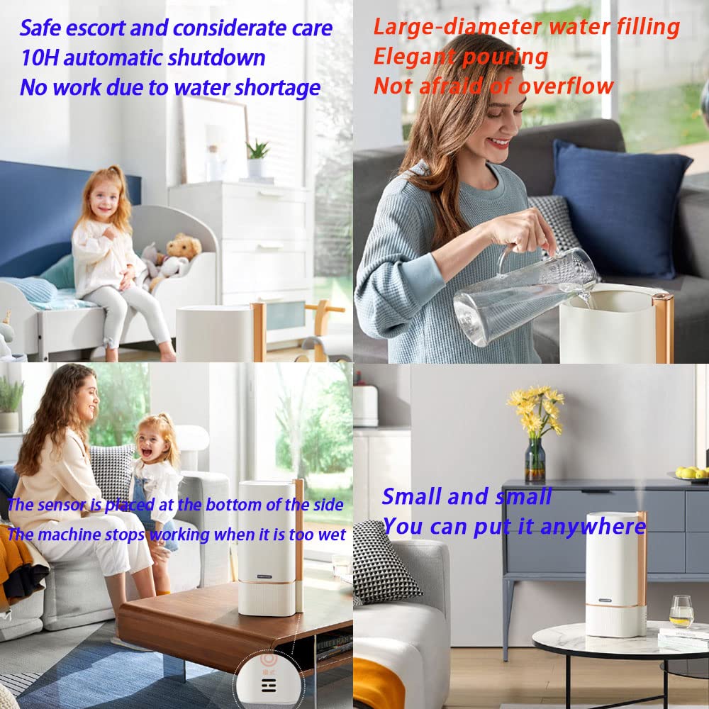 Humidificador de aire ultrasónico para el hogar, gran capacidad de 8 litros, llenado superior, funcionamiento silencioso, control inteligente de humedad, ajuste de niebla de 4 niveles, hasta 300 ml/h