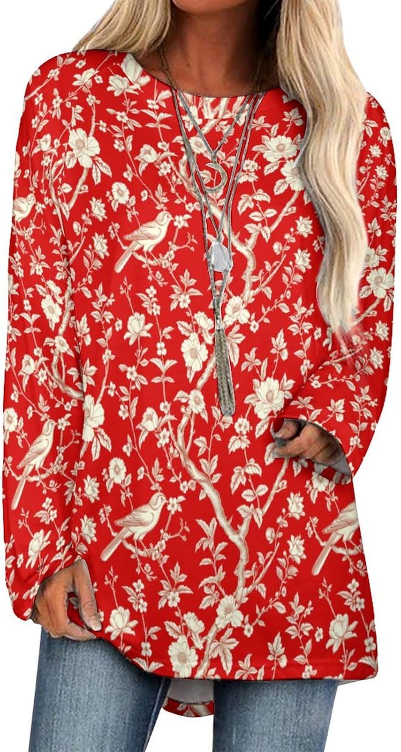 Boho Shirts for Women Floral Print Oversized Long Sleeve Casual Tshirts 2025 Summer Soft Hippie Tunic Tops