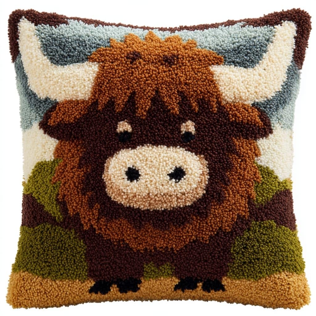 AxiangziK Latch Hook Cushion Kit,Animal DIY Throw Pillow Cover 43X43Cm