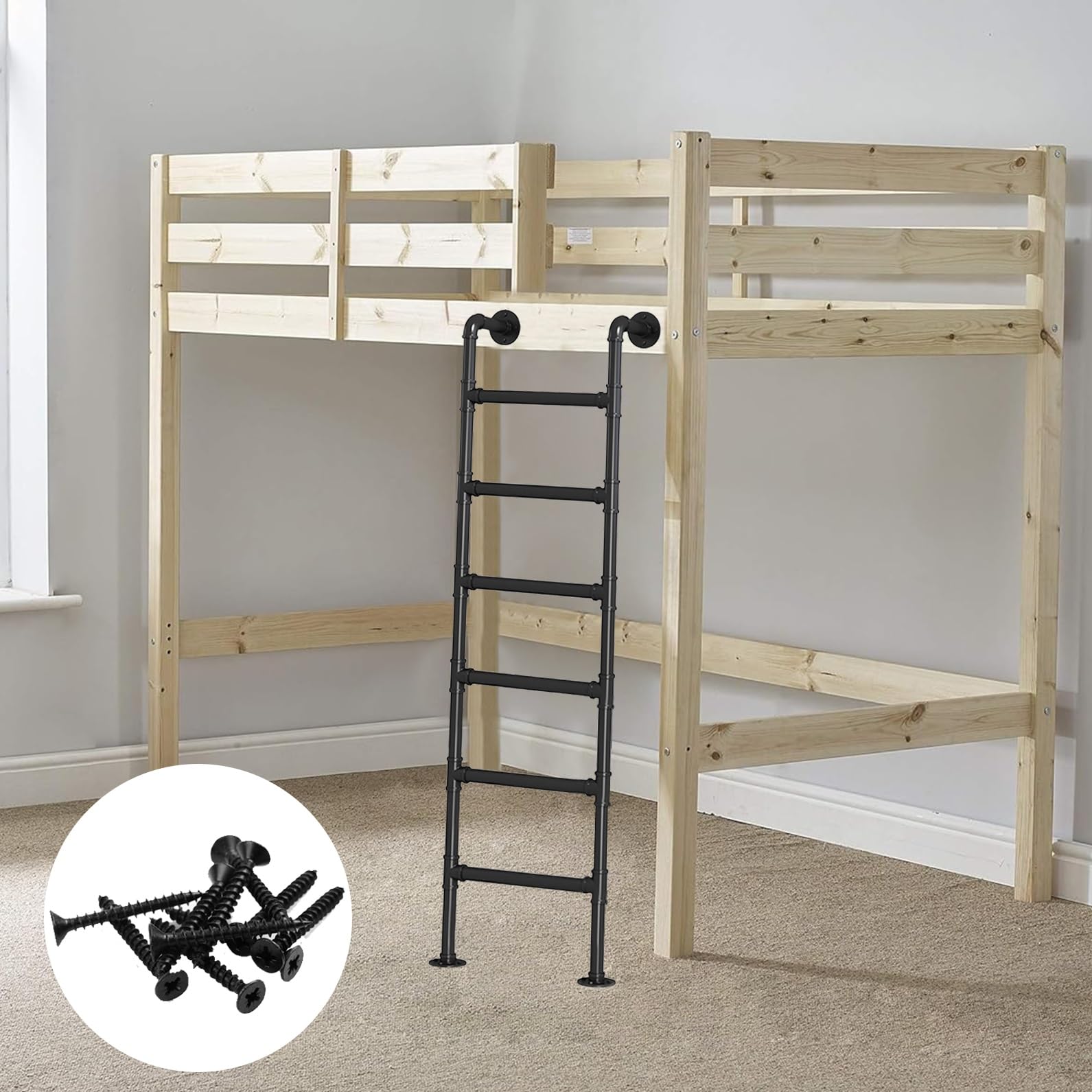 WallMounted Metal Step Ladder for Attics & Bunk Beds 100300cm 150kg Load Capacity Includes Egress KitIdeal for Basement Windows & Height Access 220cm/87in