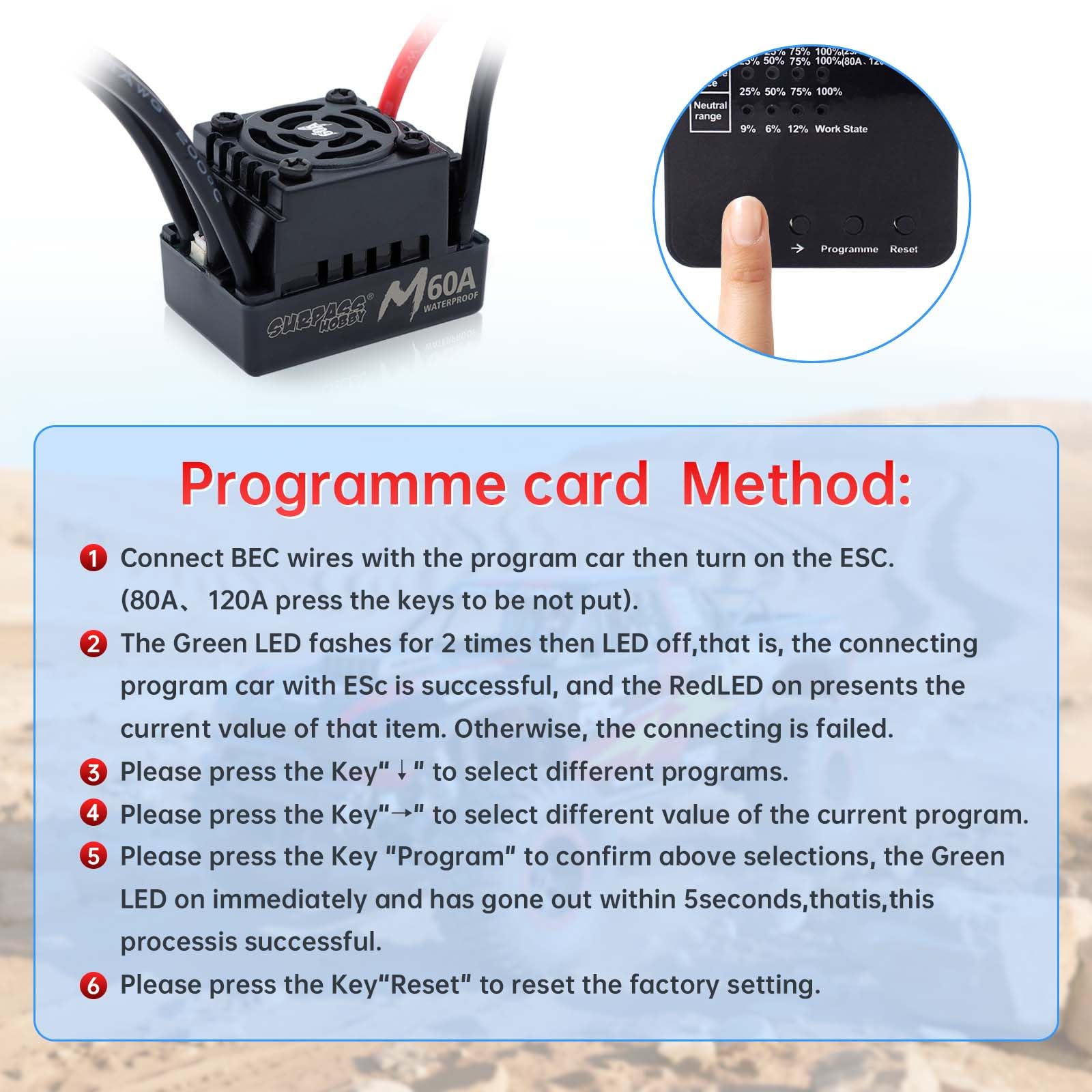 KIMISS Surpass Hobby A1 – Carte De Programmation ESC Pour RC Car – LED Version – Accessoire Brushless