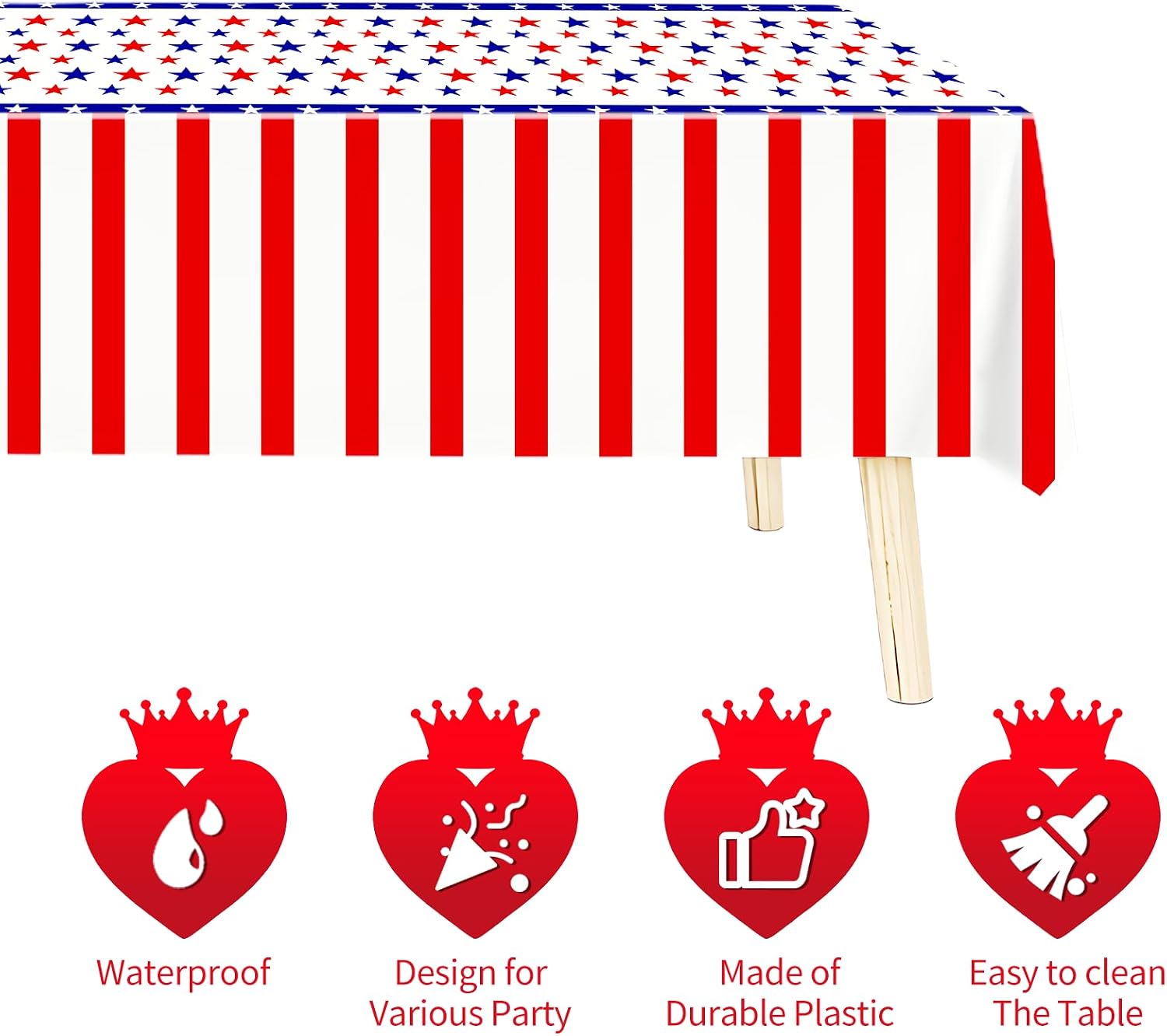 3 Pack Patriotic Tablecloths Set, 4th of July Decorations, American Flag Tablecloths 108 x 54 Inch, Fourth of July Decorations Table Cloths for Memorial Day, Labor Day, Veterans Day