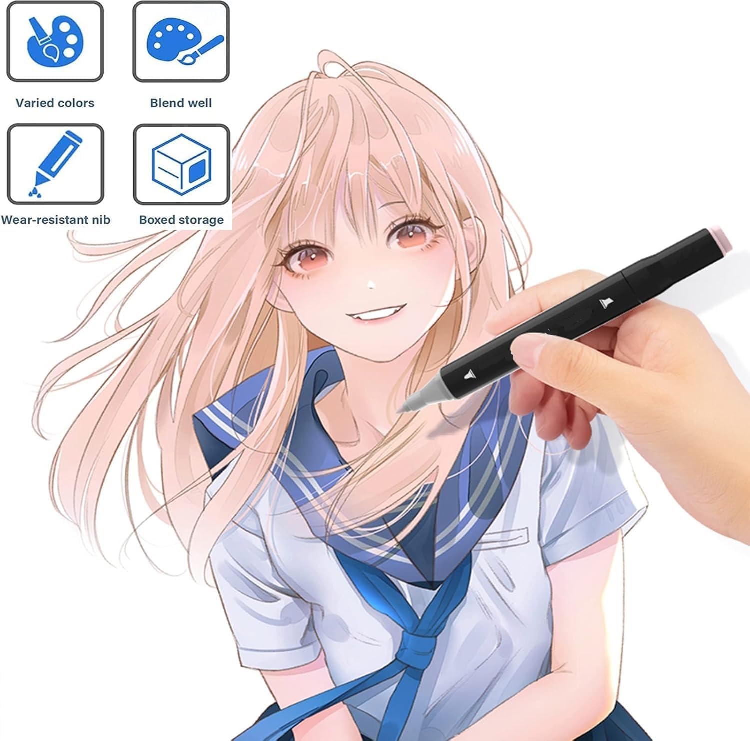 Wynhard Alcohol Markers Sketch Pen Set Dual Tip Brush Pens Markers for Drawing 80 Color Dual Tip Art Markers Set Chisel & Fine Colour Marker Set Alcohol Based Markers Sketch Marker Drawing Marker — Amazon image 6