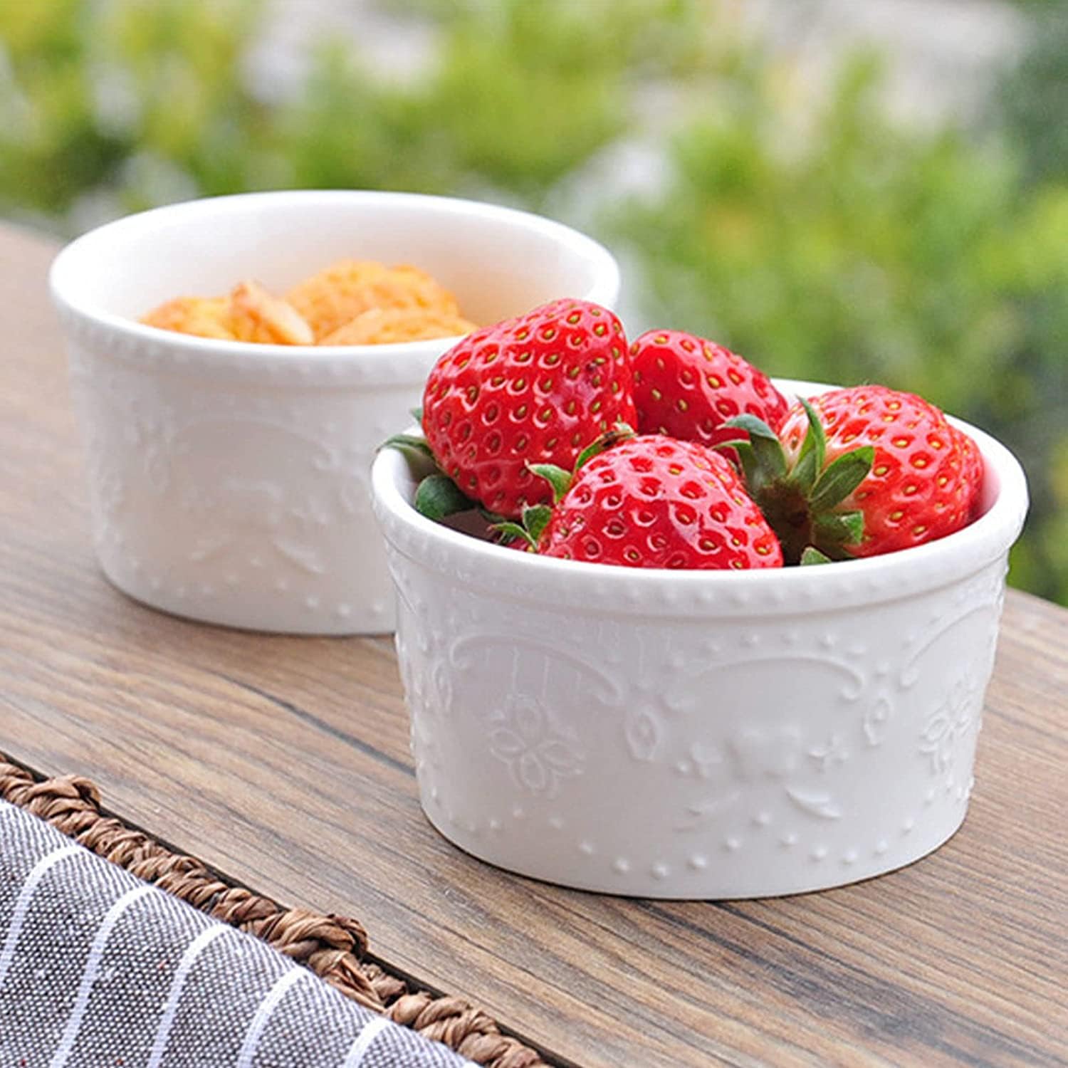 Bol à soupe, bol à riz, bol à déjeuner, ensemble de ramequins blancs, 120 ml, ramequins à crème brûlée, plats à soufflé allant au four, ramequins à soufflé, ramequins for friteuse à air-blanc-lot de 6