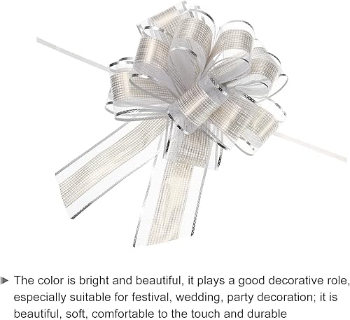 Miniatura 4 de MECCANIXITY 10 lazos grandes de organza de 7 pulgadas para envolver regalos, cintas plateadas para cestas de boda, regalos de fiesta de Navidad