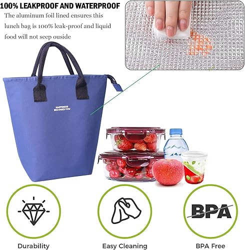 Miniatura 3 de Large Insulated Lunch Bag for Women Men, Adults Reusable Simple Bento Lunch Bag Lunch Container Lunch Tote Bag for Lunch Box for Picnic Work Hiking