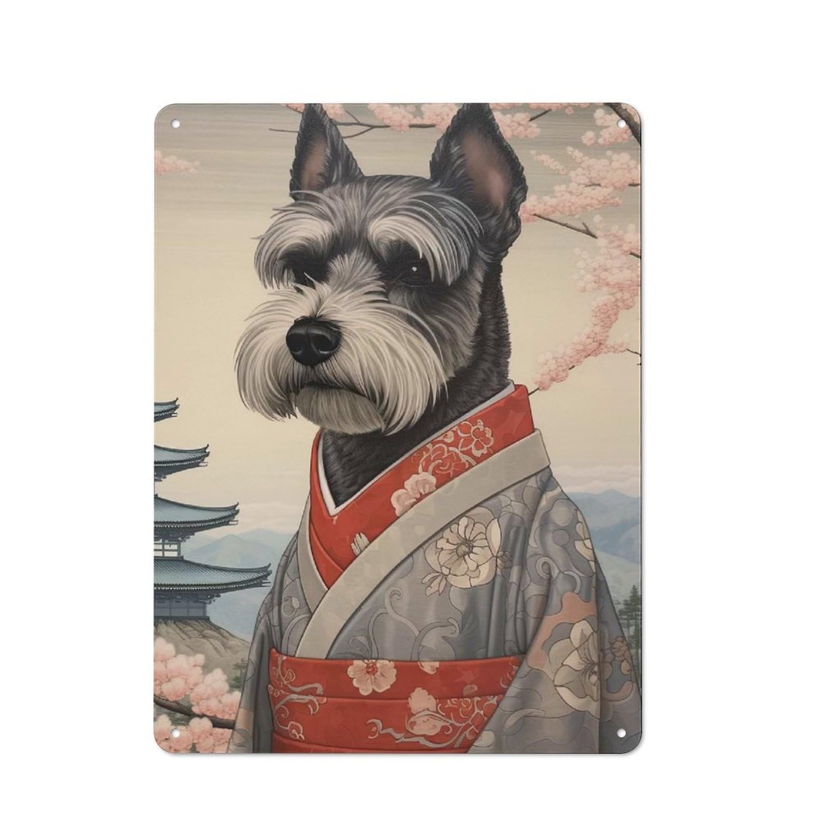 Schnauzer Geisha Retro Tin Sign 40x30cm for Garden Room Or Summerhouse, for Kitchen, Dining Room And Home Bar Wall Decor