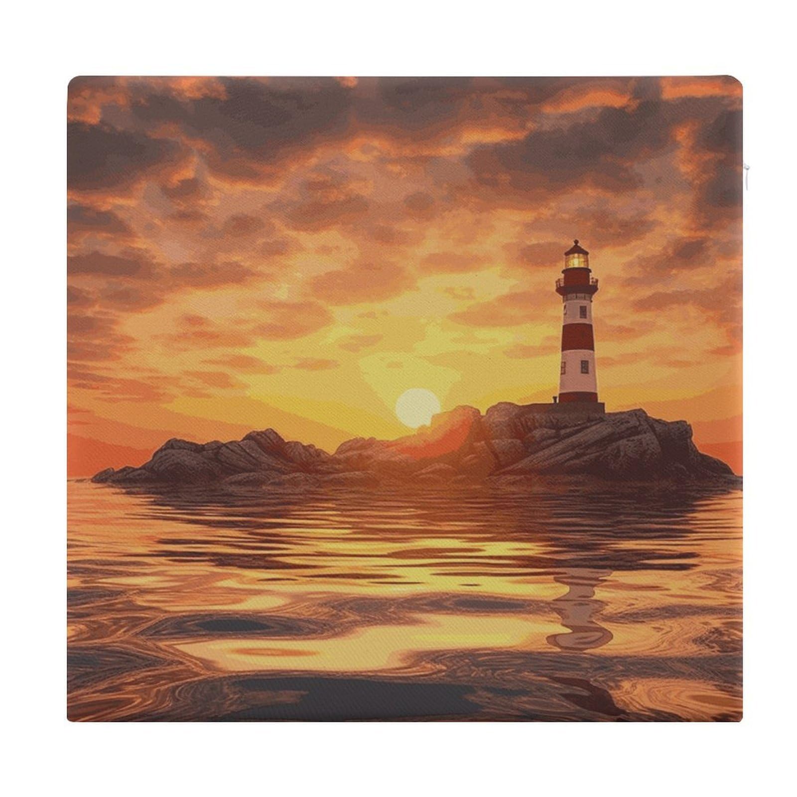 Adfgyerh Style Sea Lighthouse In Sunset Cushions Memory Foam For Adults, Seat Cushion Chair Pads Soft, Square Pillows For Dining, Kitchen, Office, Patio Chairs