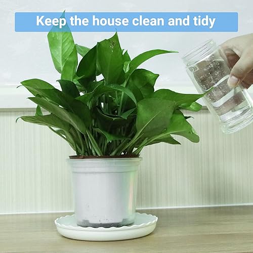 Miniatura 2 de ECOESPTI Platillo para plantas, paquete de 7 bandejas de plástico duradero de 5 pulgadas, platillos redondos blancos, bandeja de goteo para jardín