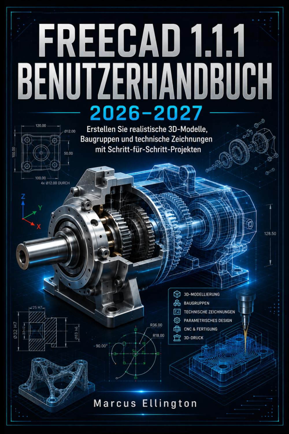FreeCAD 1.1.1 Benutzerhandbuch 2026-2027: Erstellen Sie realitätsnahe 3D-Modelle, Baugruppen und technische Zeichnungen mit Schritt-für-Schritt-Projekten.