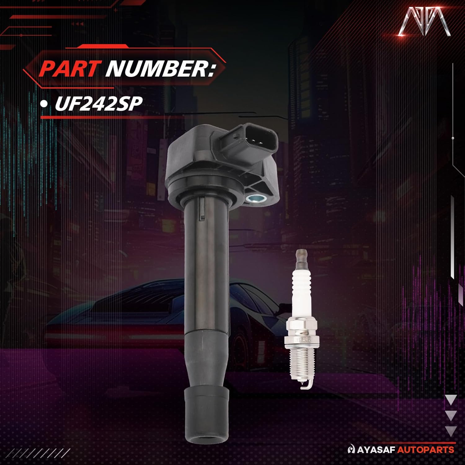 MAYASAF UF242 Ignition Coils and Spark Plugs Set of 6 Fit for Honda 1999-2010 Odyssey, 2000-2007 Accord, for Acura 1999-2008 TL, 2001-2003 CL, 2005-2008 RL