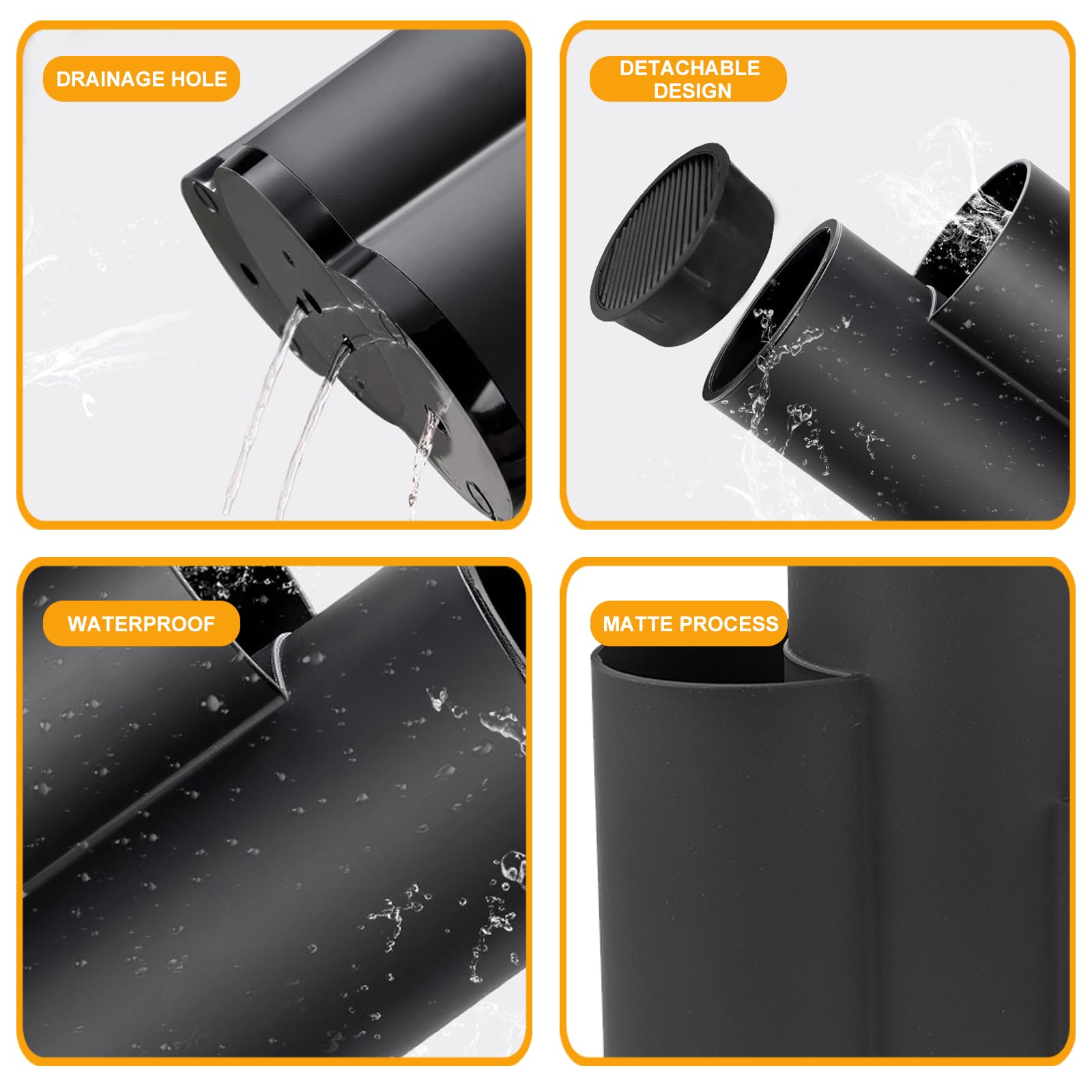 3 in 1 Ceppo Coltelli da Cucina, Ferroso Ceppo Coltelli Vuoto, Nero Porta Coltelli Cucina, Ceppo Portacoltelli da Cucina Con Foro Scarico e Slot Porta, Blocco Porta Coltelli Tondo per Cucina