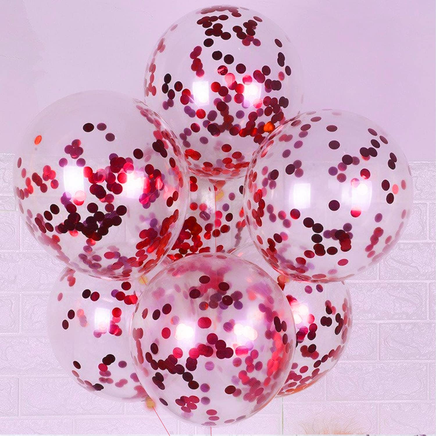 AMFIN® (Pack of 10) Transparent Balloons Bouquet Combo with Pre Filled Red Confetti & Ribbons for Anniversary, Birthday, Baby Shower, Valentine Day Party Decorations Balloon Bunch for Decoration-image-13