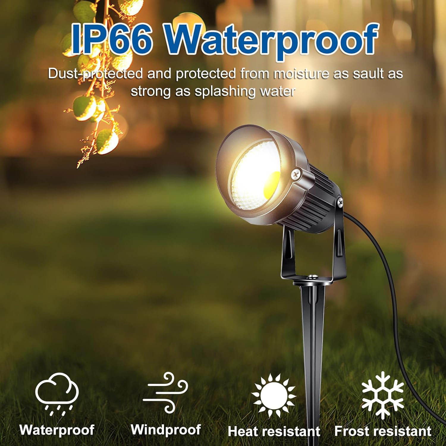 Aiwewin 12 Pack 6W Landscape Lighting, 12V Low Voltage Landscape Lights with Connectors Outdoor LED Lawn Lights 3000K Waterproof Tree Flag Lights Landscape Spotlights with Stand for Garden Yard Path