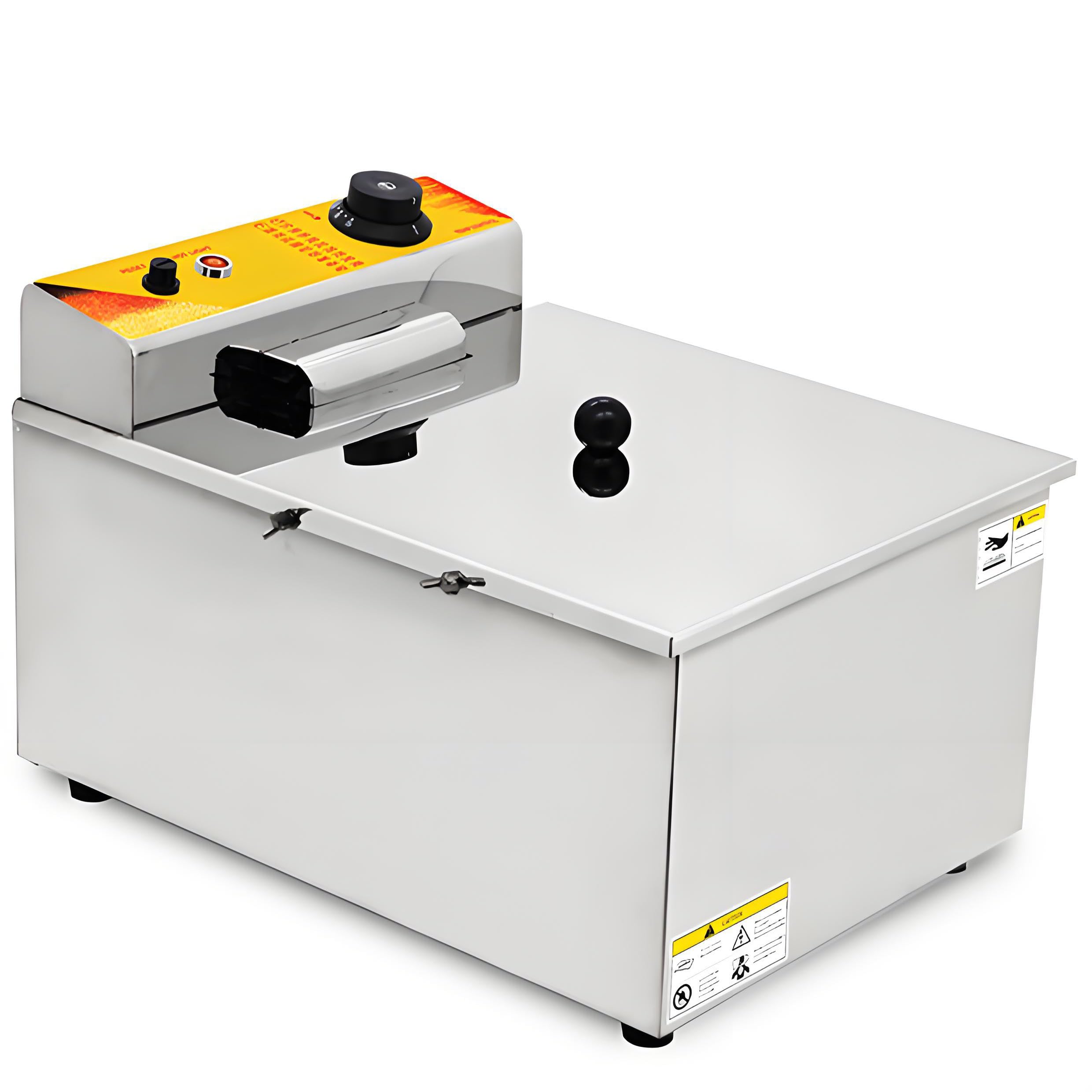 Macchina friggitrice per hot dog formaggio, capacità 12 l, 2,5 kW, regolabile, in acciaio inox, con 8 ganci per uso commerciale