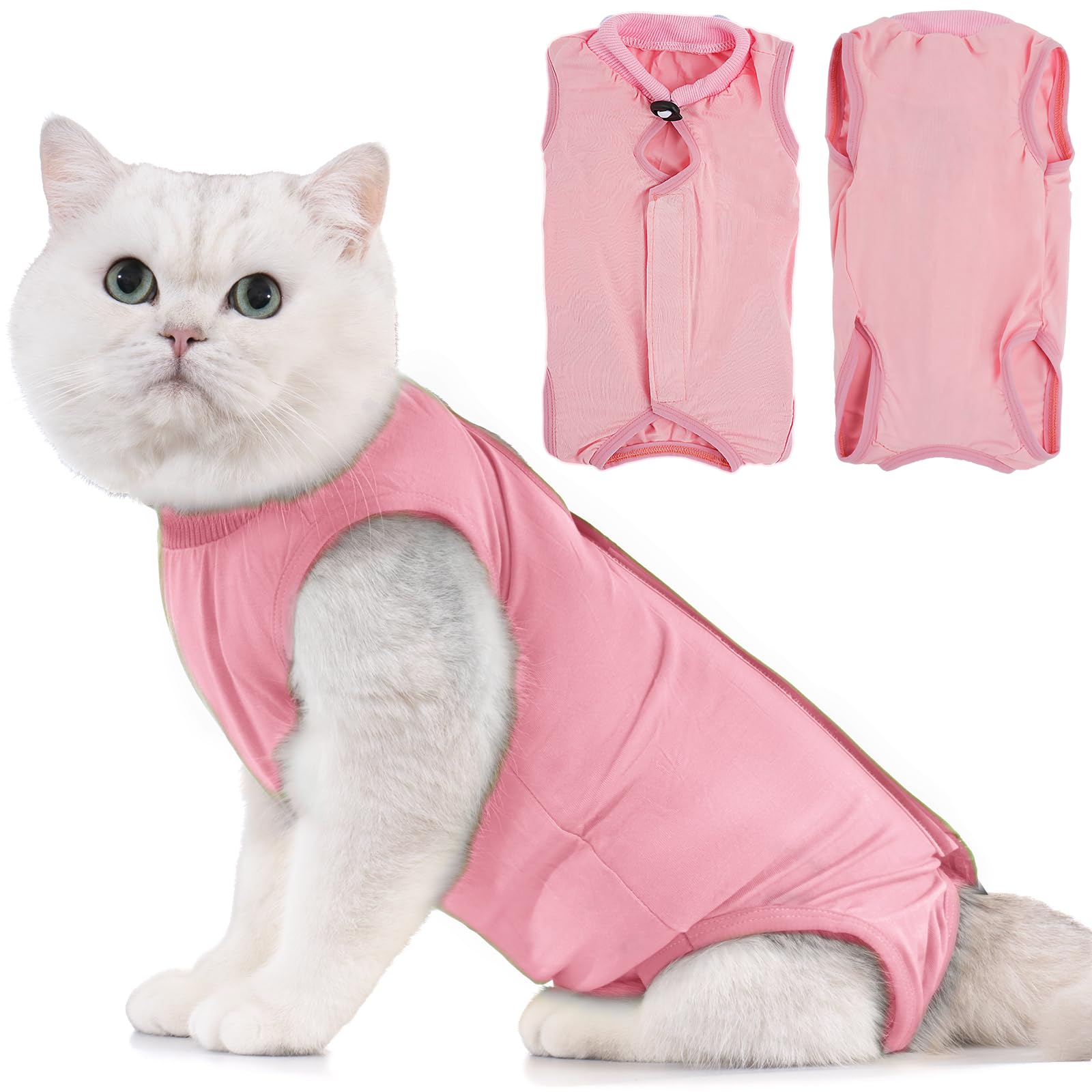 Avont Traje de Recuperación para Gatas Esterilizadas, Ropa Postoperatoria Protectora Antilamido, Chaleco para Cirugía y Heridas Abdominales (Rosa,S)