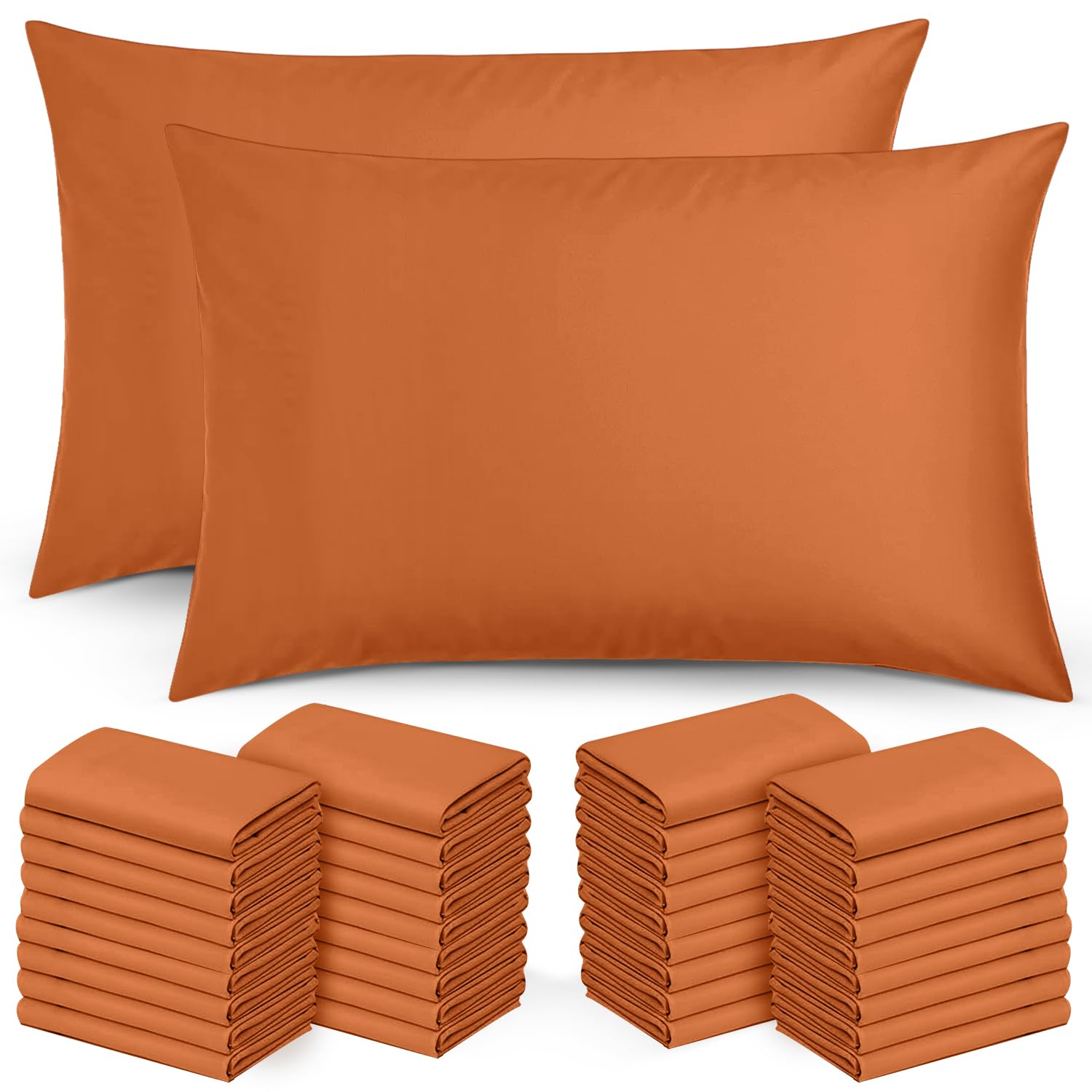 Moonlight Bedding Pillow Cases 50 Pack – Rust Pillowcases Envelope Closure Super Soft Brushed Microfiber Standard House Wife Pillow Covers, (50 X 75 CM)