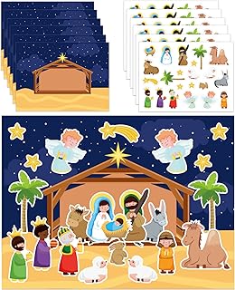 FLYAB Nativity Stickers 12 Sets Make a Nativity Scene Stickers Christian Nativity Stickers for Kids Religious Party Games Activities for Christmas Vacation Bible School Classroom Party Supplies