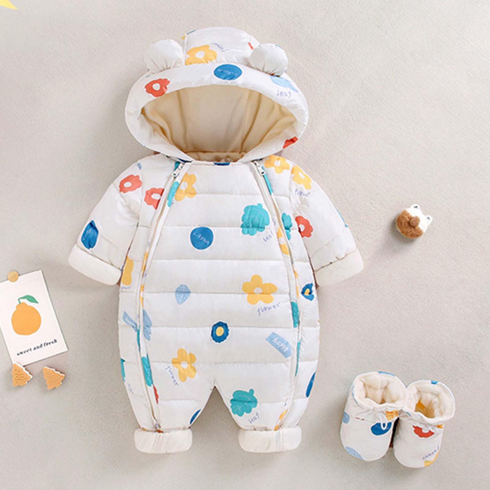 Mono Bebe Invierno Traje de Nieve Bebé Fleece Mameluco con Capucha Algodón Desmontable Recién Nacido Grueso Cremallera Regalo 0-18 meses Baby Romper
