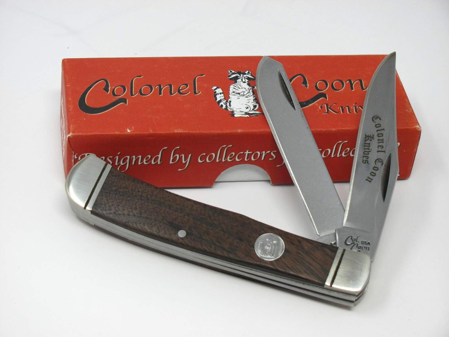 Handmade in The USA Colonel Coon Two Blade Trapper Walnut