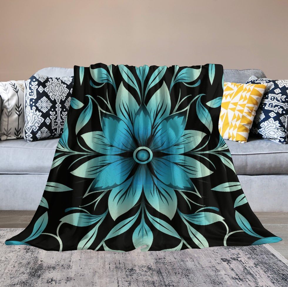 Couverture polaire microfibre bleue 127x152 cm pour lit et canapé