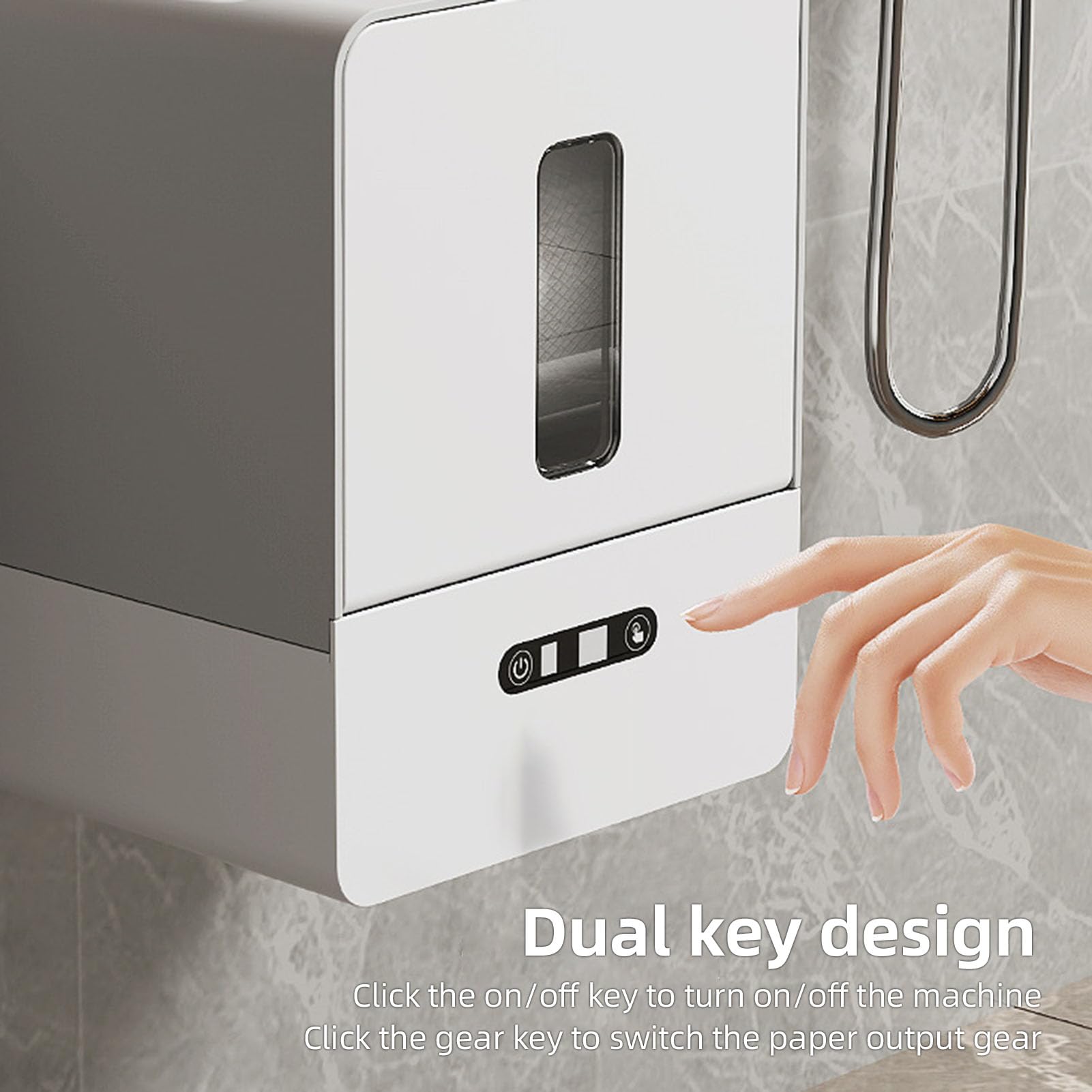 Dispensador Automático de Toallas de Papel sin, Soporte Inteligente para Rollo de Papel para Montaje en Pared, Dispensador Eléctrico de Toallas de Papel con Luz Nocturna para