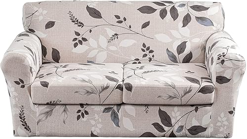 FUANGUI Funda impermeable para sofá de 2 piezas, funda elástica con estampado, funda de cojín para sofá, lavable, protector de muebles para sala de