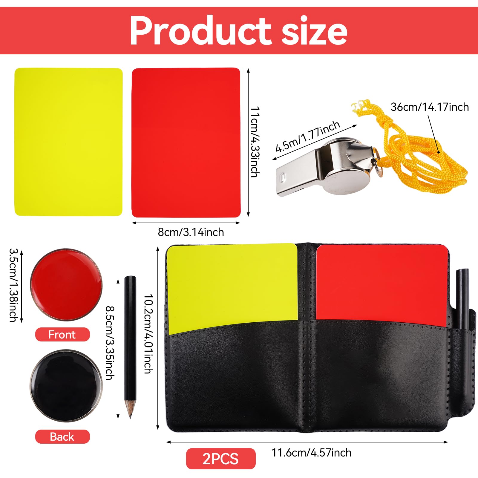 21 Piezas Kit de Tarjetas de árbitro, Tarjetas árbitro de Deportes, Juego para Fútbol con Tarjeta Roja y Amarilla, 4 Tarjeta Rojas y Amarillas, para Competiciones Profesionales, Deportes Escolares