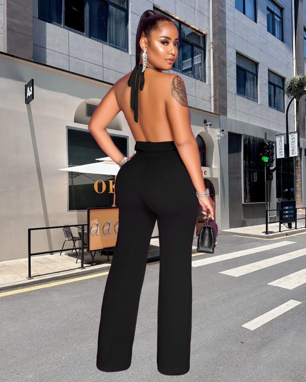 Women Stretchy Straight Leg Dress Pants Comfy Solid Classic High Waisted Wide Leg Long Bootcut Pant Slacks Work Office - Image 4