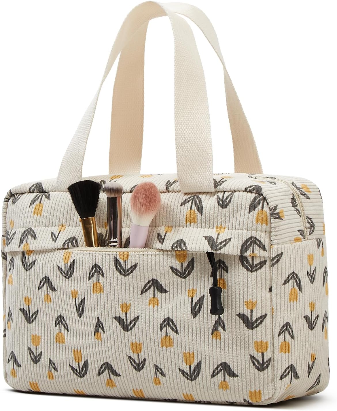 Large Makeup Bag for Women Corduroy Cosmetic bag Make up Bags Zipper Pouch with handle Cosmetic Organizer Toiletry Bag for Travel Storage - Image 2