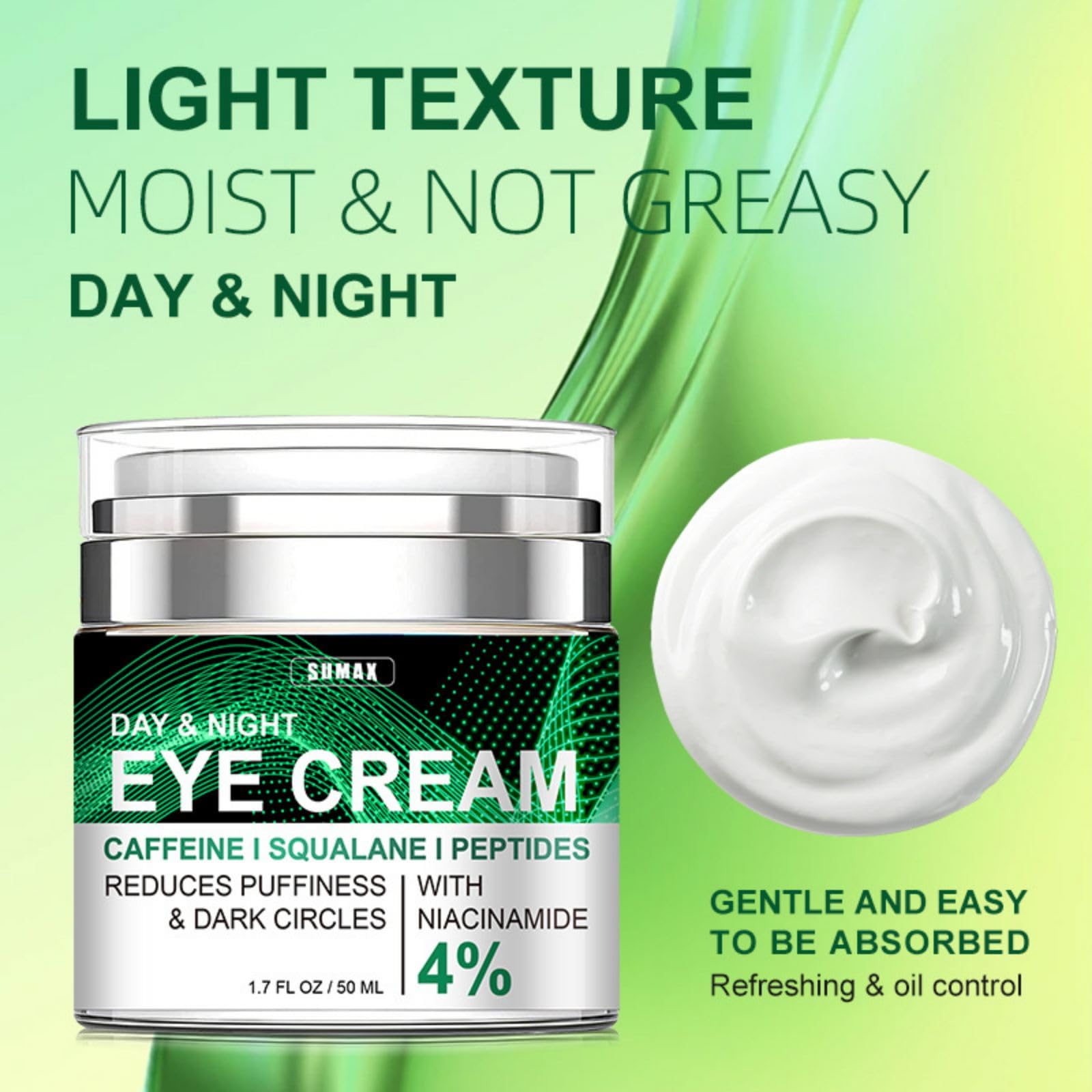 Caffeine Eye Cream for Dark Circles and Puffy Eyes with 4% Niacinamide Anti-Aging Collagen Eye Cream for Wrinkles Deeply Nourishing Skin Tightening 50ml - Image 3