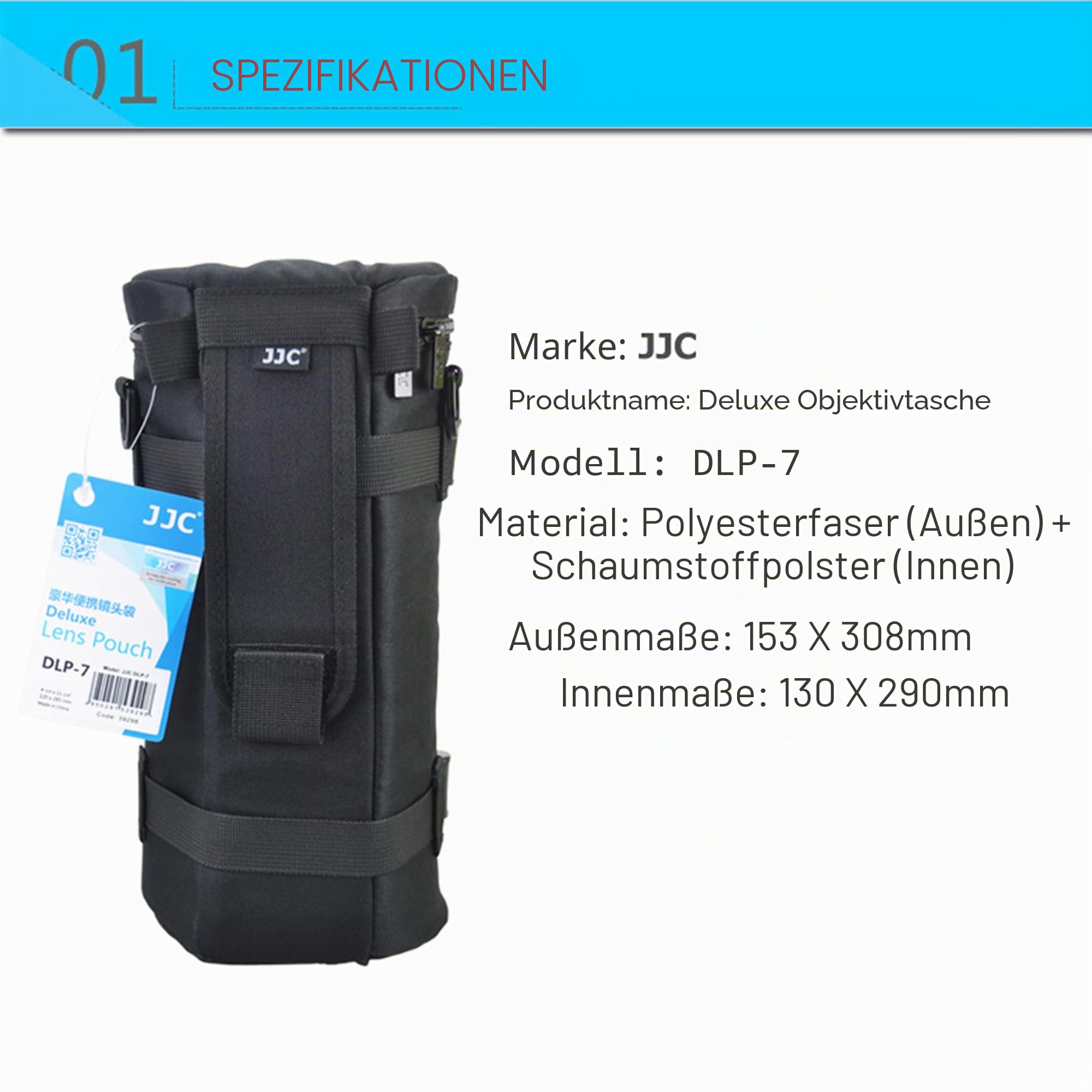 JJC Objektivtasche für Sigm. und Tamron-Objektive mit Einer Brennweite von 150–600 mm und Abmessungen von weniger als 125×290 mm