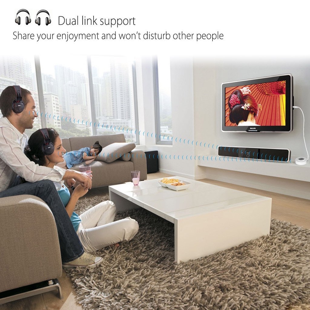 Avantree aptX LOW LATENCY Bluetooth Transmitter for TV, Dual Link with Two  Headphones or Speakers, 3.5mm Wireless Audio Adapter Splitter Sender - Priva  II : Amazon.ae