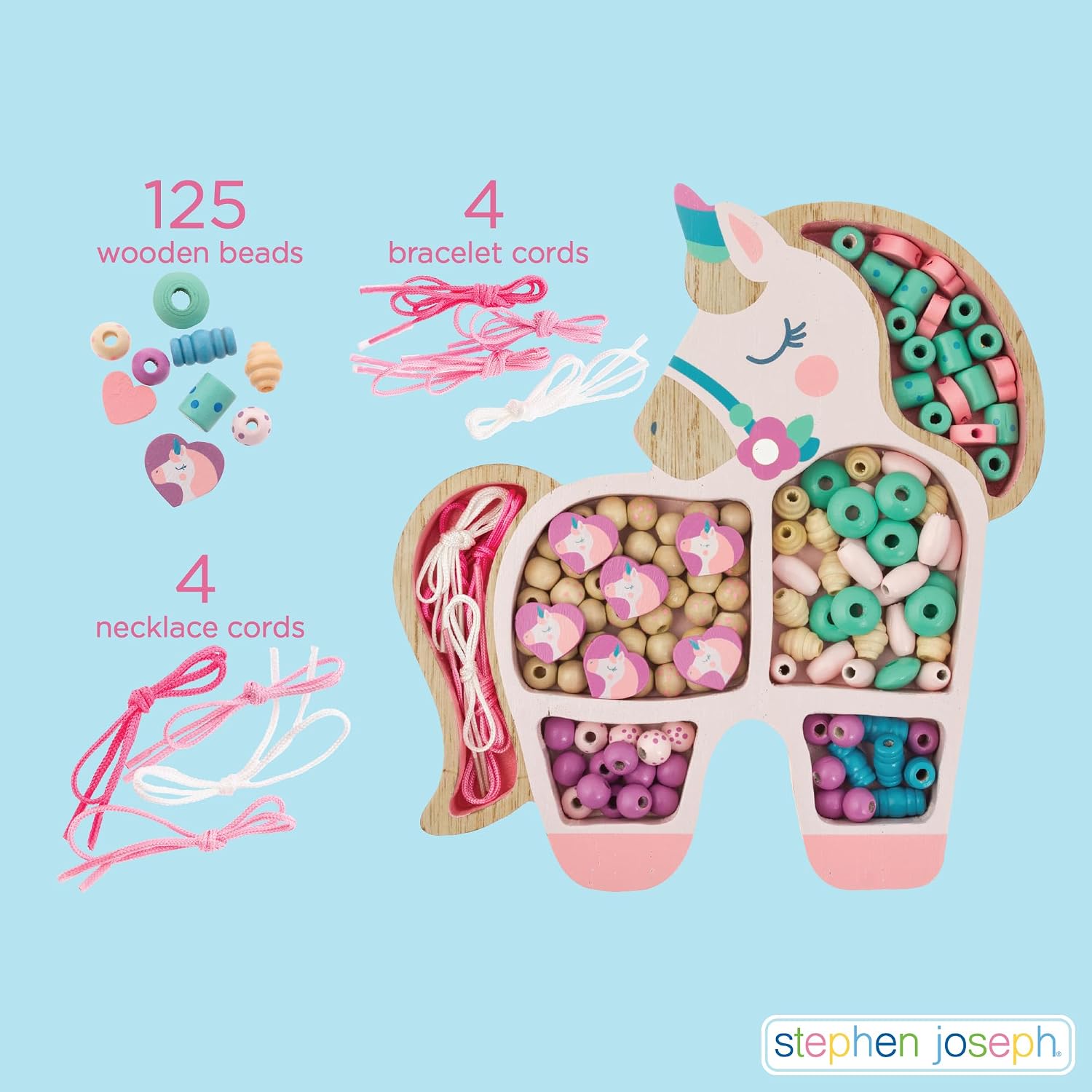 Stephen Joseph Jewelry Making Kit for Kids, Cat Wooden Bead Set
