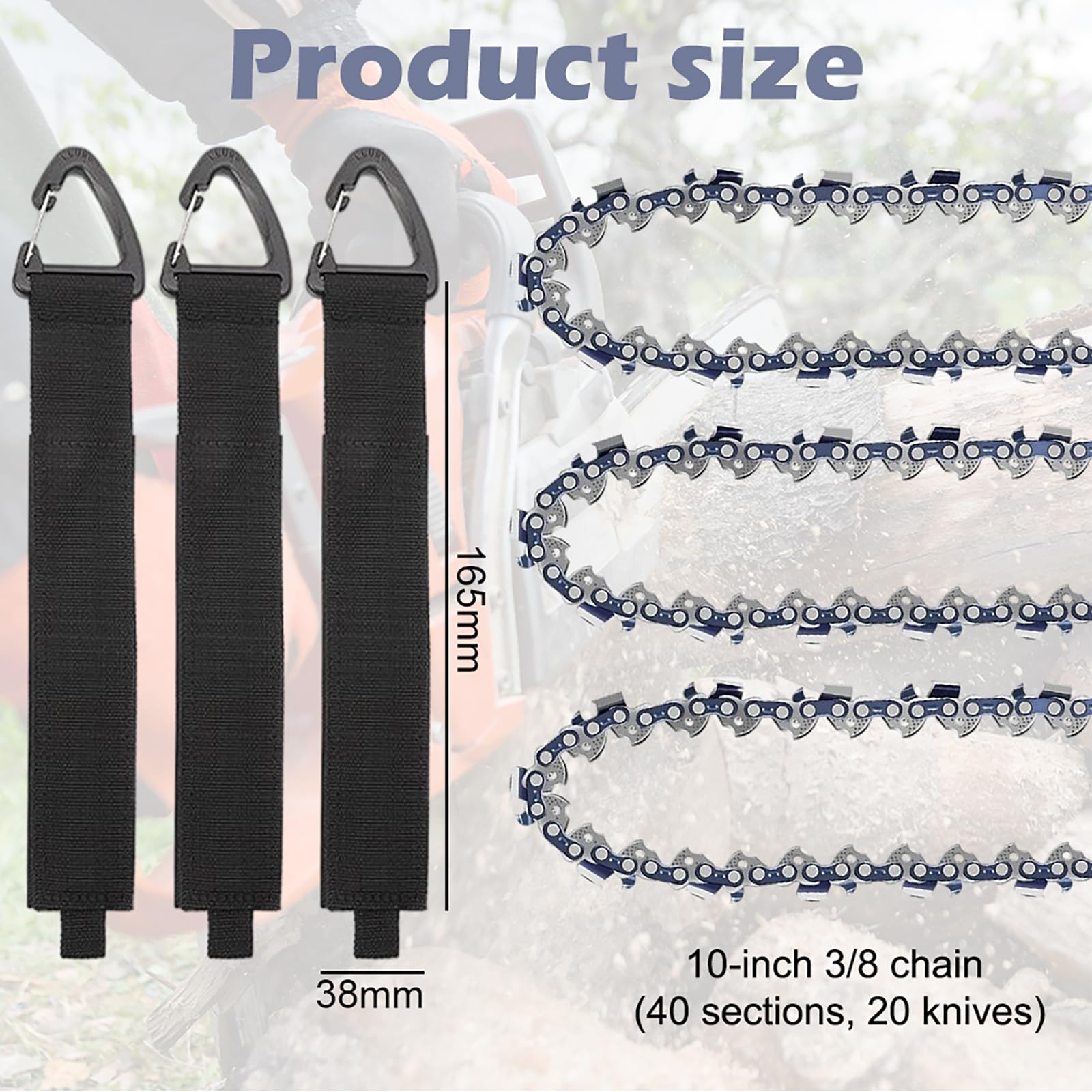 Lot De 3 Chaînes De Tronçonneuse 40 Cm 3/8" LP 1,3 Mm 59 Maillons - Compatible Oregon, Einhell GH-EC1835, Ryobi, Husqvarna + 2 Gants