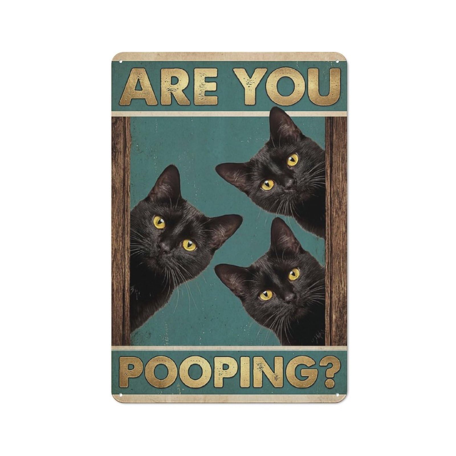 Three Black Cats Peeking Vintage Metal Sign 30x20cm for Pub Or Café, for Collectors of Vintage Metal Wall Decor
